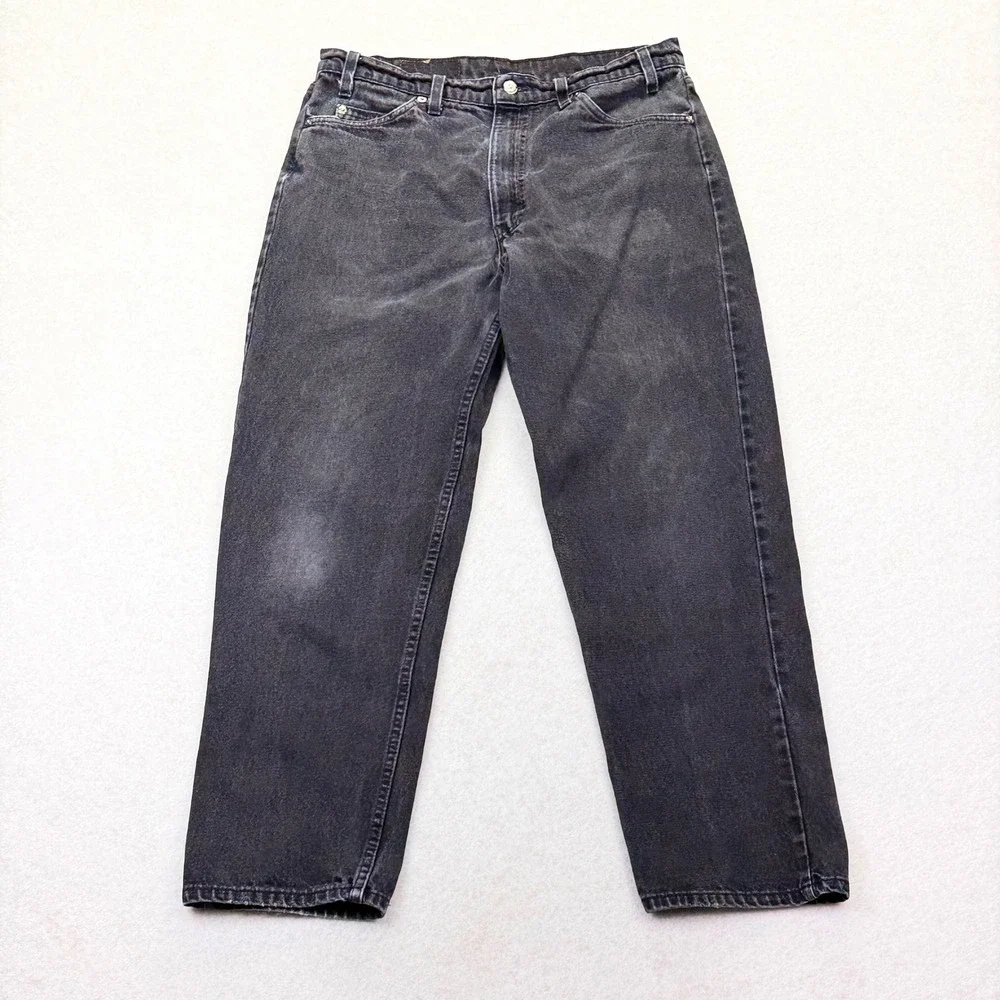 Levi's 555 Relaxed Fit Jeans *34x30 Made In USA Black Vintage Orange Tab 90s VTG